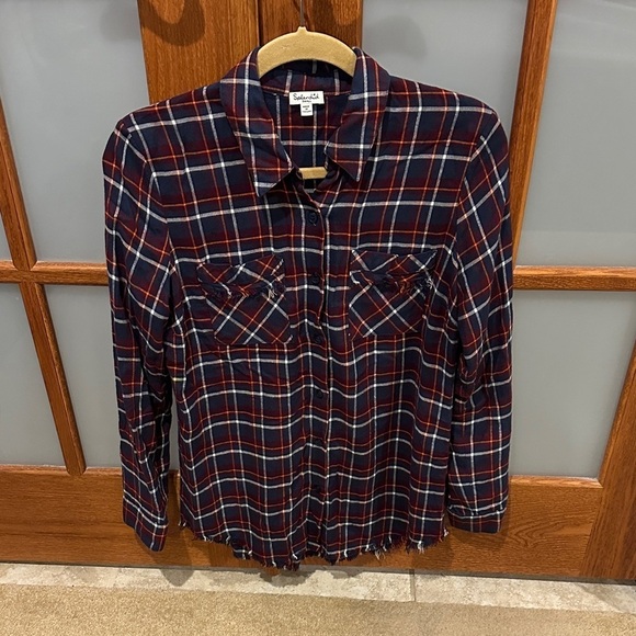 Splendid Tops - Splendid Navy and Red Plaid Button Down Shirt